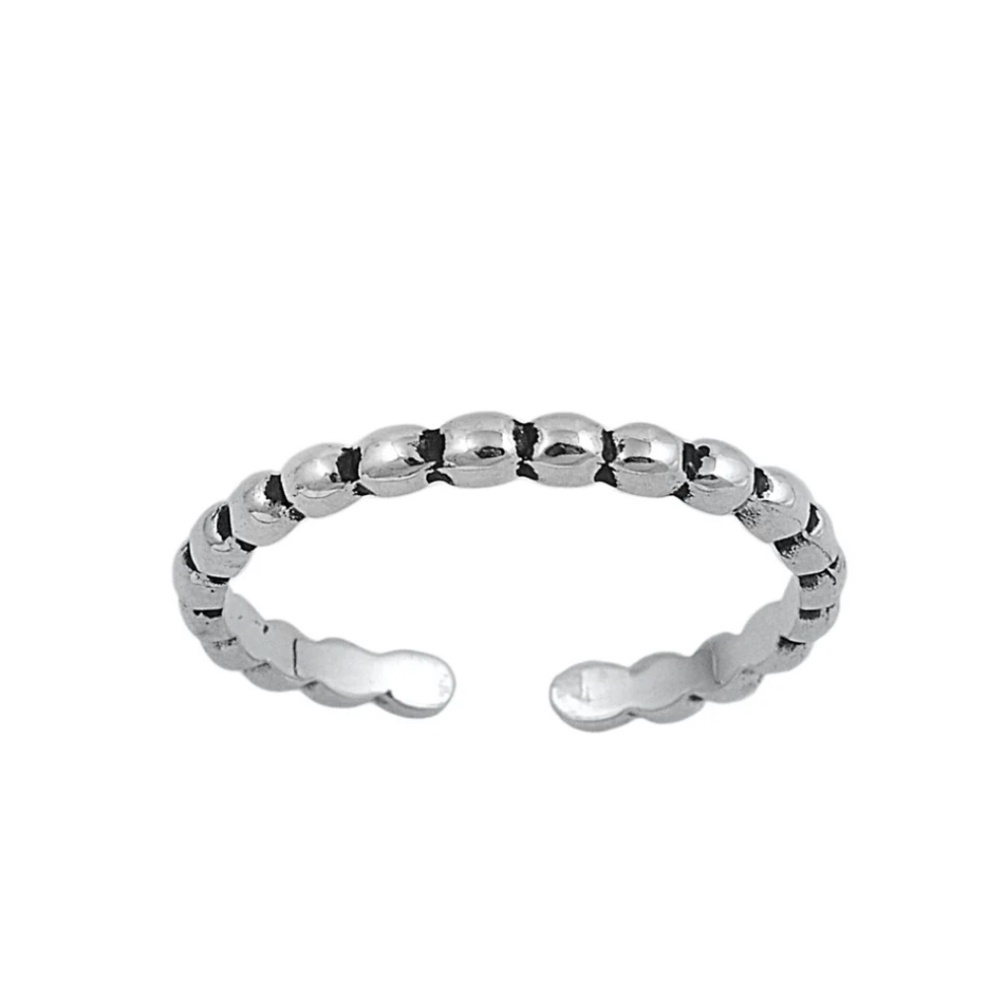 Sterling Silver Beaded Toe Ring – Oxidized Finish
